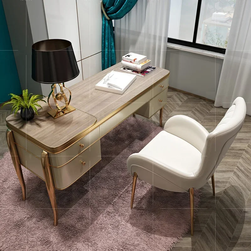 

Light Luxury Office Post-Modern Desk and Chair Simple Computer American Writing Desk Paint Study Bedroom