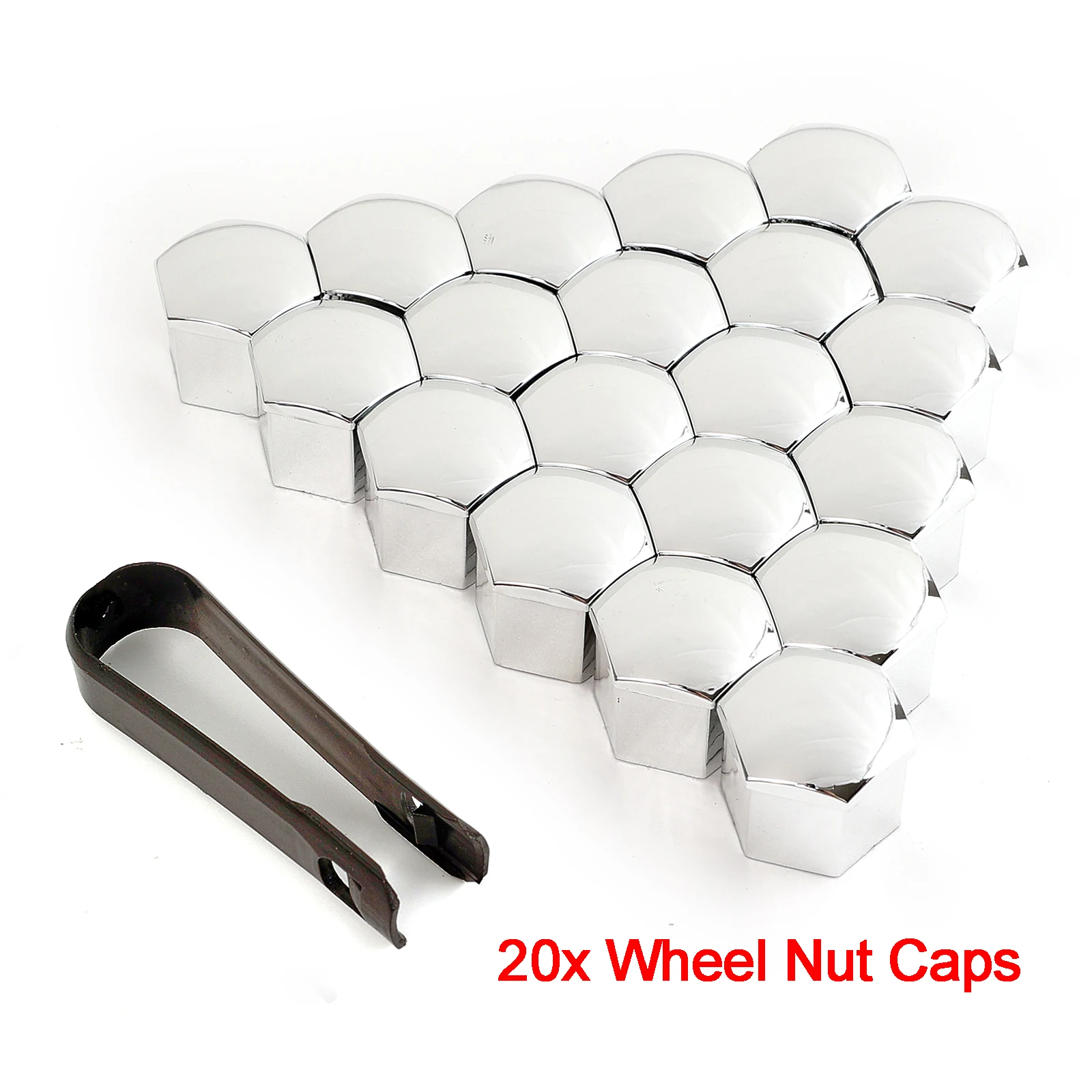 20x 19MM Chrome Car Wheel Nut Caps Protector Rustproof Hub Tighten Cover Tyre Nut Bolts Outward Decoration Studs Hub Caps Silver