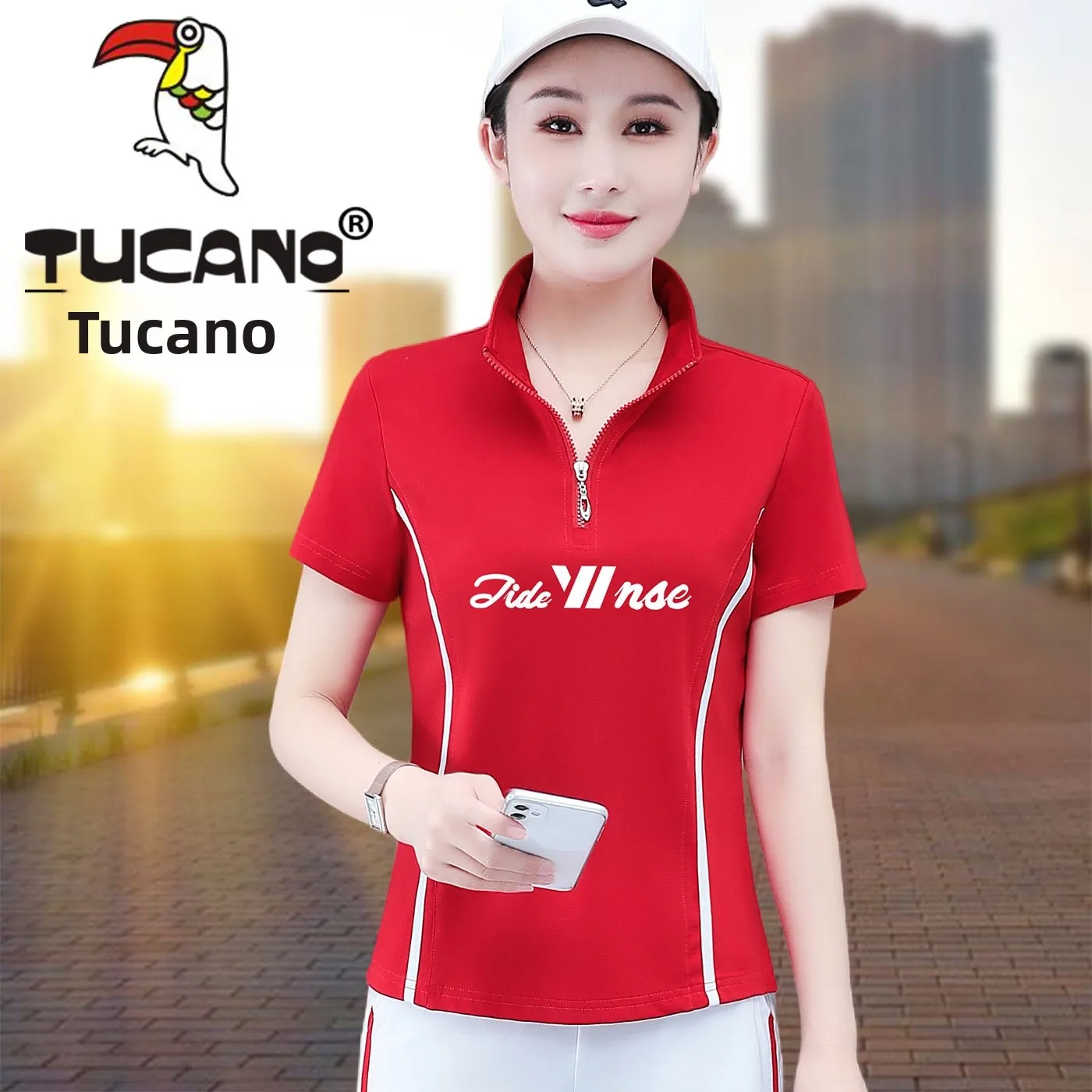 Camisa  Feminina TUCANO de Seda Gelada Manga Curta, Caimento Solto, Verão, Efeito Emagrecedor, Casual, Gola Dobrável, Est...