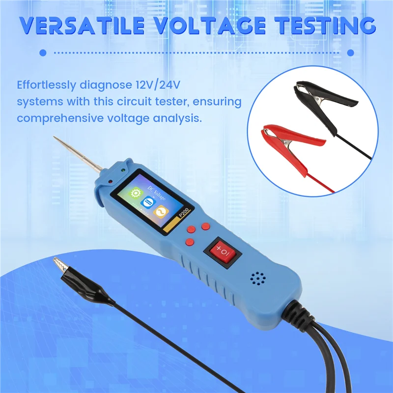 12 24V P200 Tester di circuito automobilistico Sonda di circuito di alimentazione Tester elettrico Continuità Tensione Lampada Luce di prova 2M