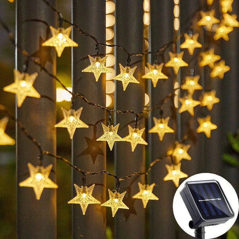 Outdoor Solar Star String Lights 8 Modes LED Light for Garden Wedding Patio Courtyard Holiday Party House Fence Tree Decoration