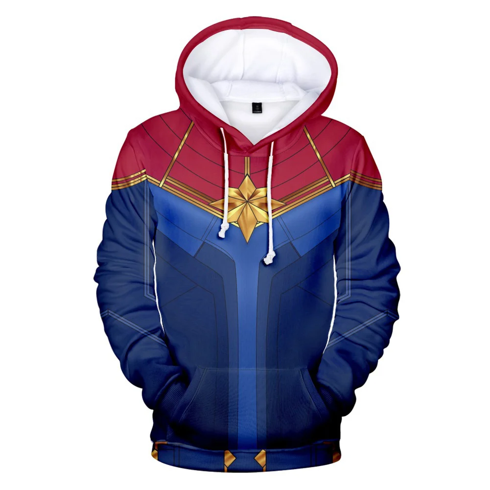 Movie Carol Cos Danvers Cosplay Costume Outfits 3D Printed Hooded Sweatshirt Casual For Men Women Roleplay Streetwear Pullover