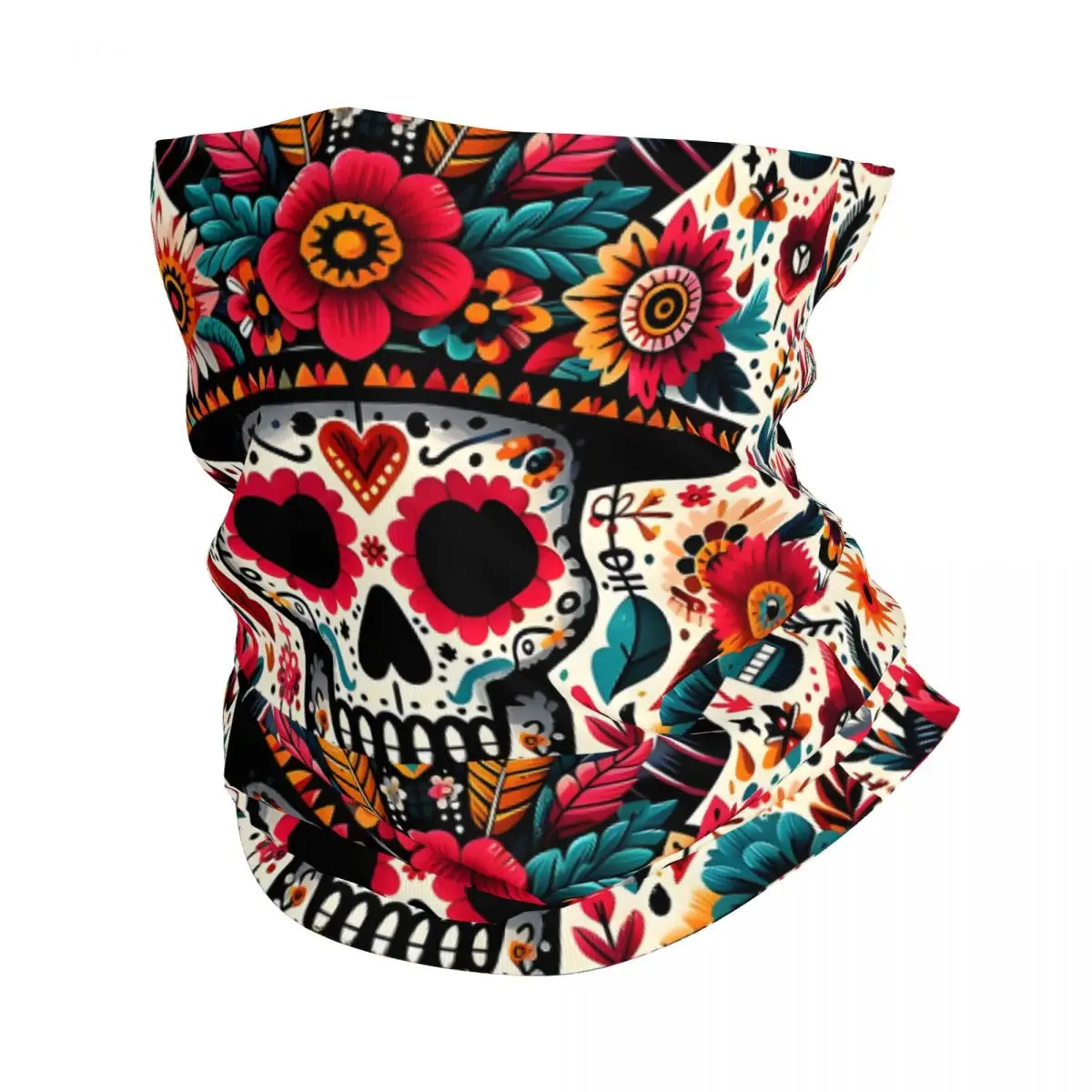 Demon Mexican Skull Thin Wrap Scarf Bandana Neck Gaiter Face Cover Headband