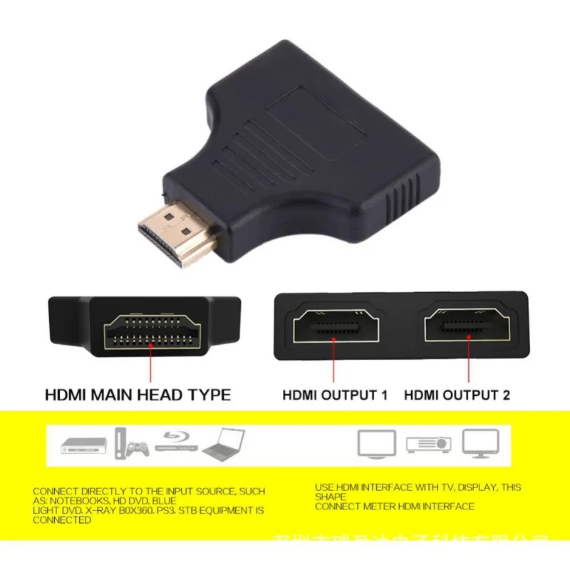 1080P 1.4 HDMI-compatible Port Male To 2 Female 1 In 2 Cable Switch Out Splitter Adapter Converter For HD TV Tablet