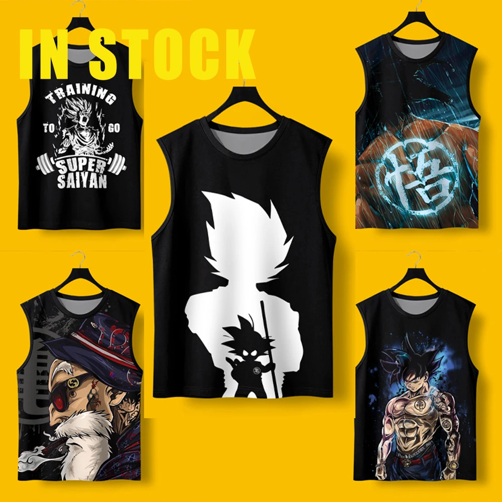 

Dragon Ball Anime Figure Son Goku Figure Sleeveless T shirt Men's Tank Top Clothes Hip Hop Tops Summer Tank Streetwear Boy Gifts