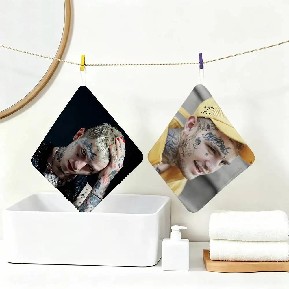 L-Lil Peep Polyester Cotton Hand Wiping Towel with Hanging Loop, Lightweight for Home and Commercial Use