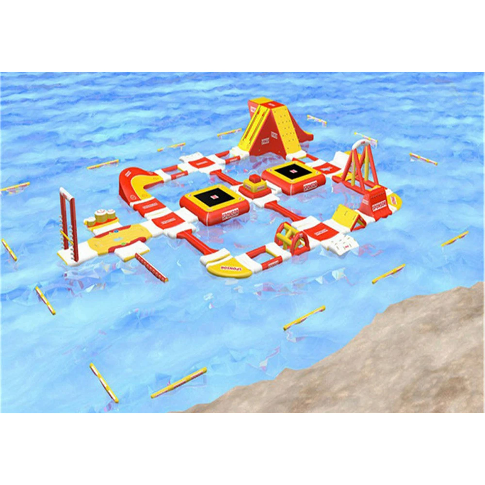 Inflatable Obstacles Course Adventure Water Park Floating Island