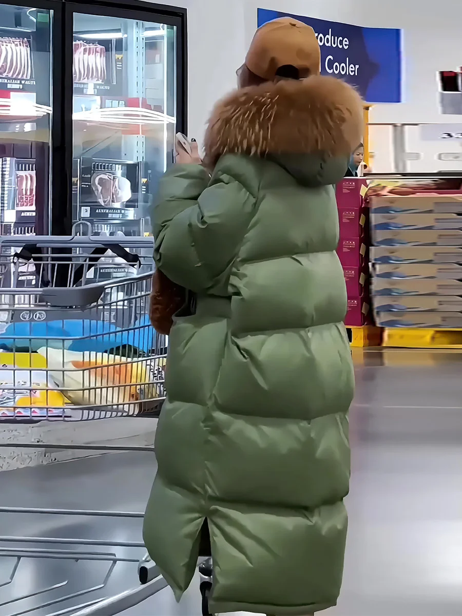 Piumino lungo da donna Jaet 2024 Inverno Nuovo Sle Pendolarismo Sle Bianco Du piumino Collo di pelliccia Cappotto Trendy Pigro High-End F...