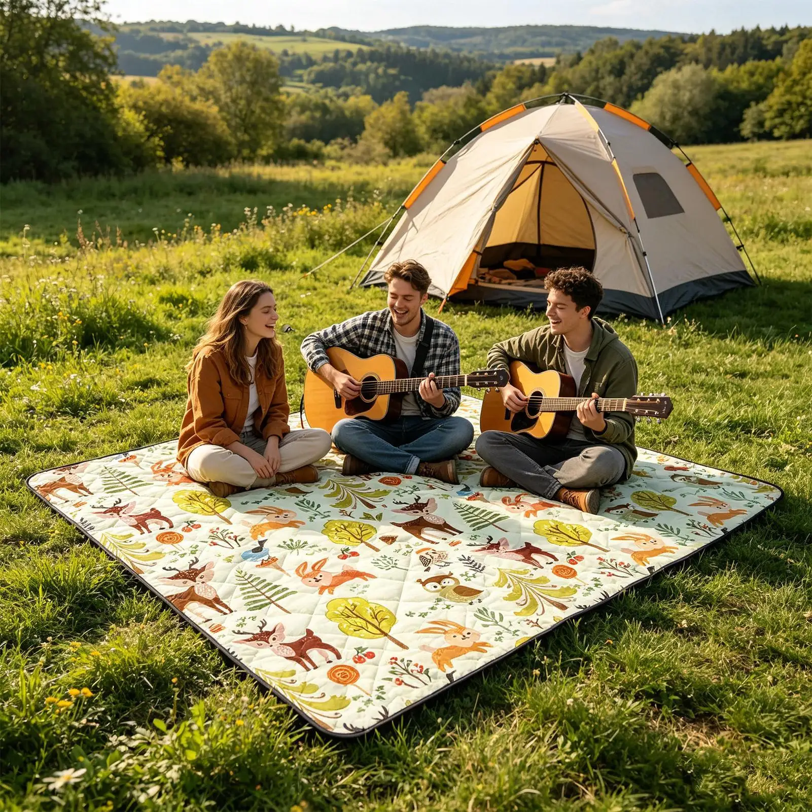 

Picnic Blanket Extra Large Foldable 78.74x78.74Inch Portable Washable Waterproof Picnic Mat For Park Garden Lawn Courtyard