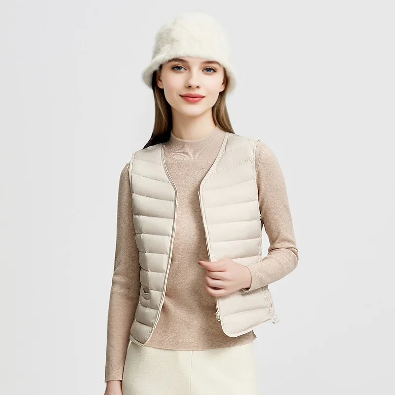 90% blanc duvet d'oie gilet femmes léger sans manches veste hiver chaud extérieur intérieur gilet porter chaqueta de mujer VT-333