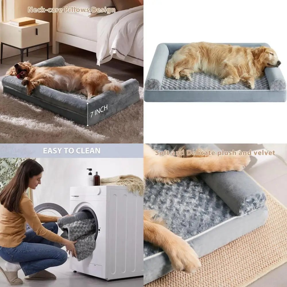 

Ортопедическая опорная кровать для собак среднего и большого возраста — плюшевый водонепроницаемый диван со съемным моющимся чехлом