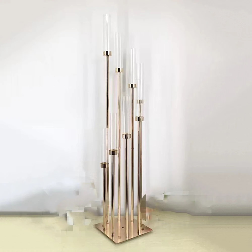 10pcs/lot Luxury Metal Gold Candle Holder Table Centerpiece Candelabrum For Banquet Use