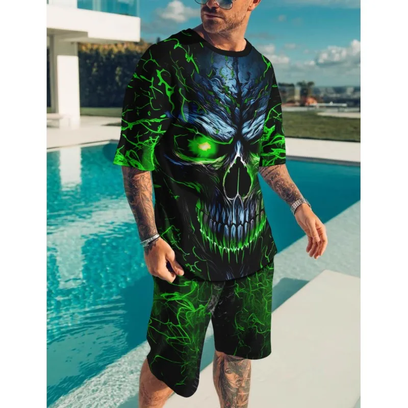 

Casual Sports Set Breathable Outdoor Casual Men's T-Shirt And Pants Suit Summer 3D Printing Men Adult Suit Ropa Barata