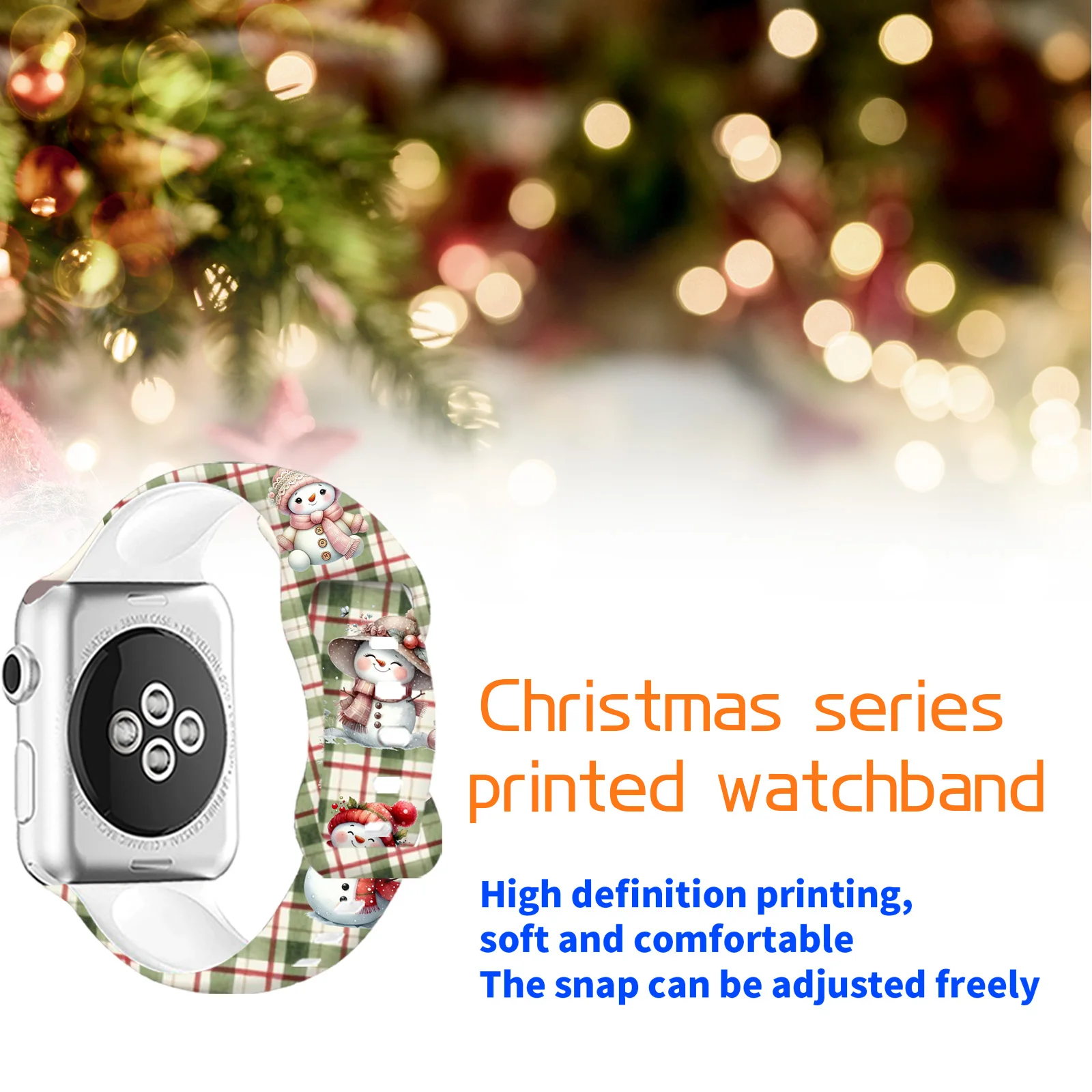 Snowy Night, Cute stars Printed Strap for Apple Watch 46mm 45mm 42mm 40mm Watchband Replaceable Bracelet for iWatch 10 9 8 Band