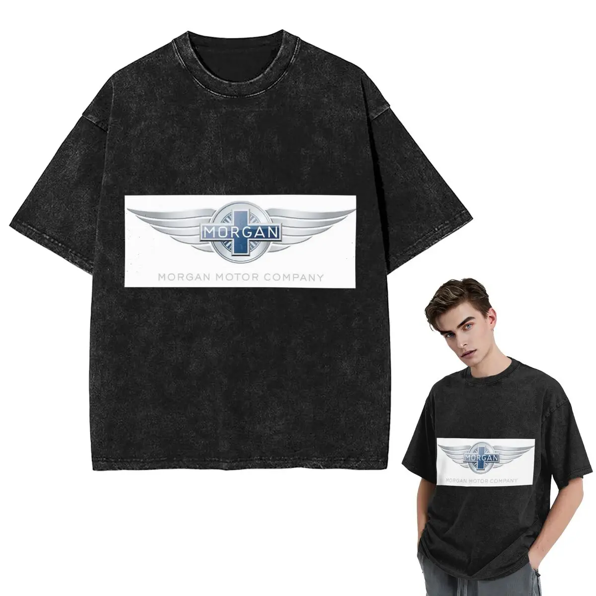 Streetwear T-Shirts Morgan Motor Car Company Washed T Shirt Short Sleeve Hip Hop T-Shirt Tops Tees for Men Women