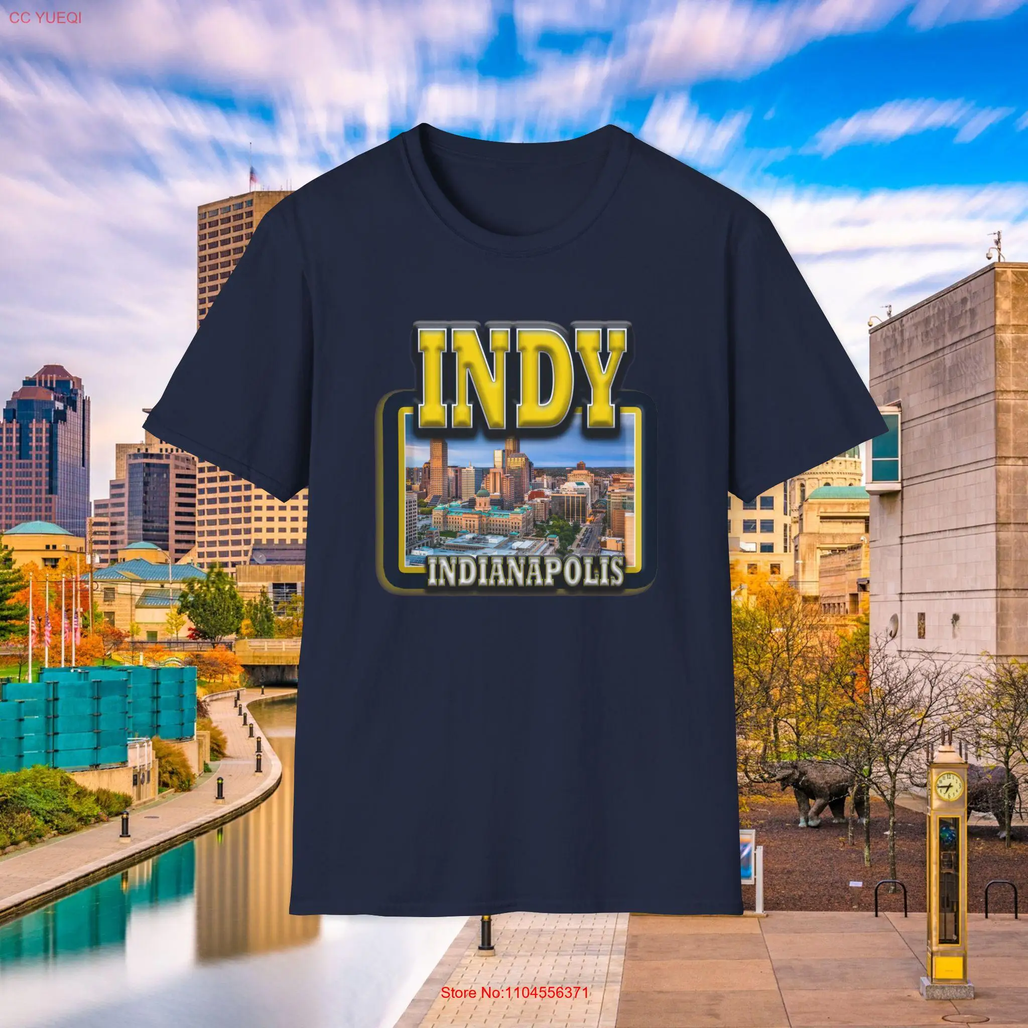 Indianapolis Indiana T Shirt Midwest Cityscape Indy Skyline Travel Souvenir long or short sleeves