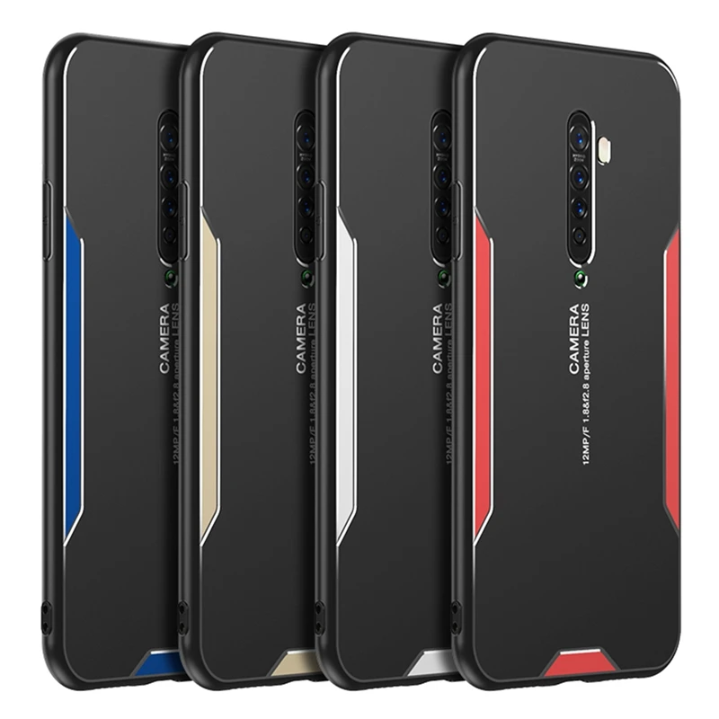 Phone Case For OPPO Reno 10X Zoom RenoZ Aluminum Metal Case For OPPO Reno 2 Z 2Z 2F Reno2 Back Cover Silicone Protection Coque