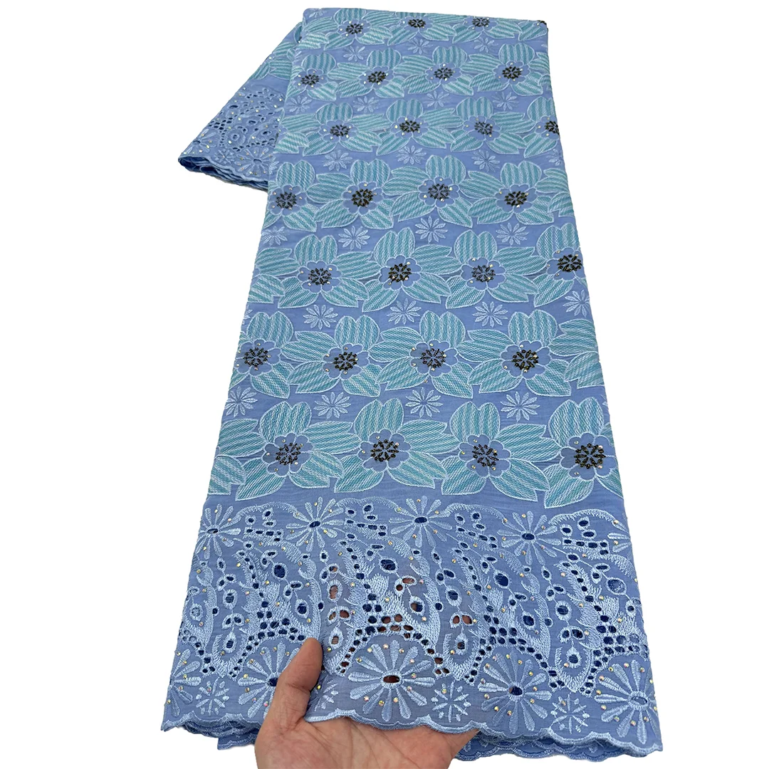 

5 Yards African Lace Fabric Cotton Swiss Voile Lace In Switzerland High Quality Nigerian Swiss Lace Fabric For Wedding Dress