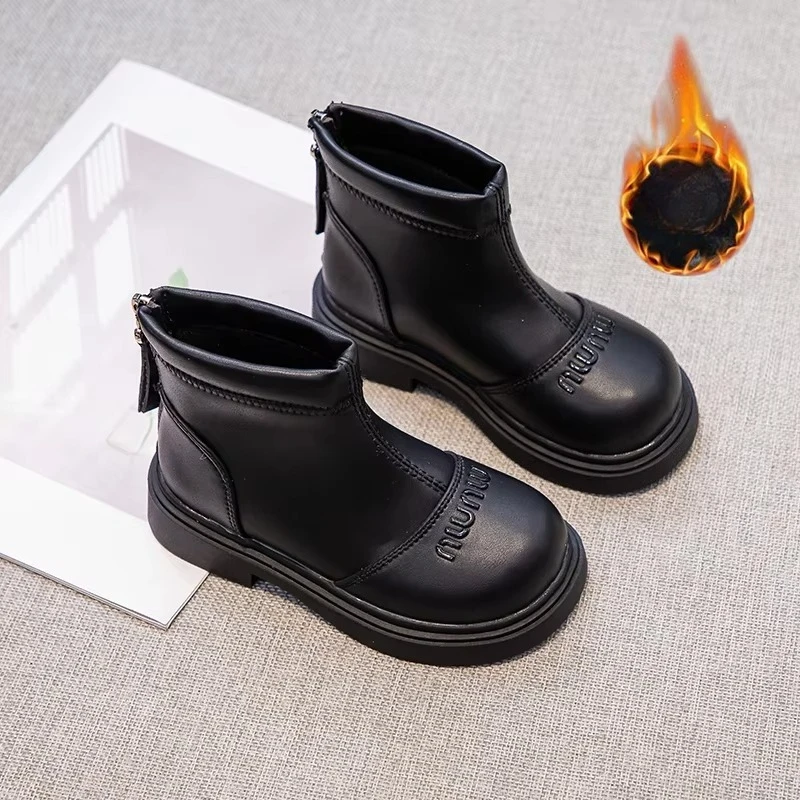 Children's Boots 2026 Autumn Fashion New Anti Slip Soft Sole Kids Short Boots Girls Zipper Platform High Top Boots Size 26-36