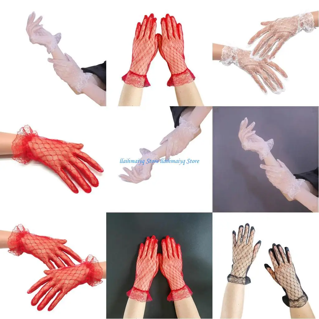 

573B Sexy Short Gloves Prom Accessory for Operas Stage Performances Evening Banquet Flapper Gloves Lady Gloves