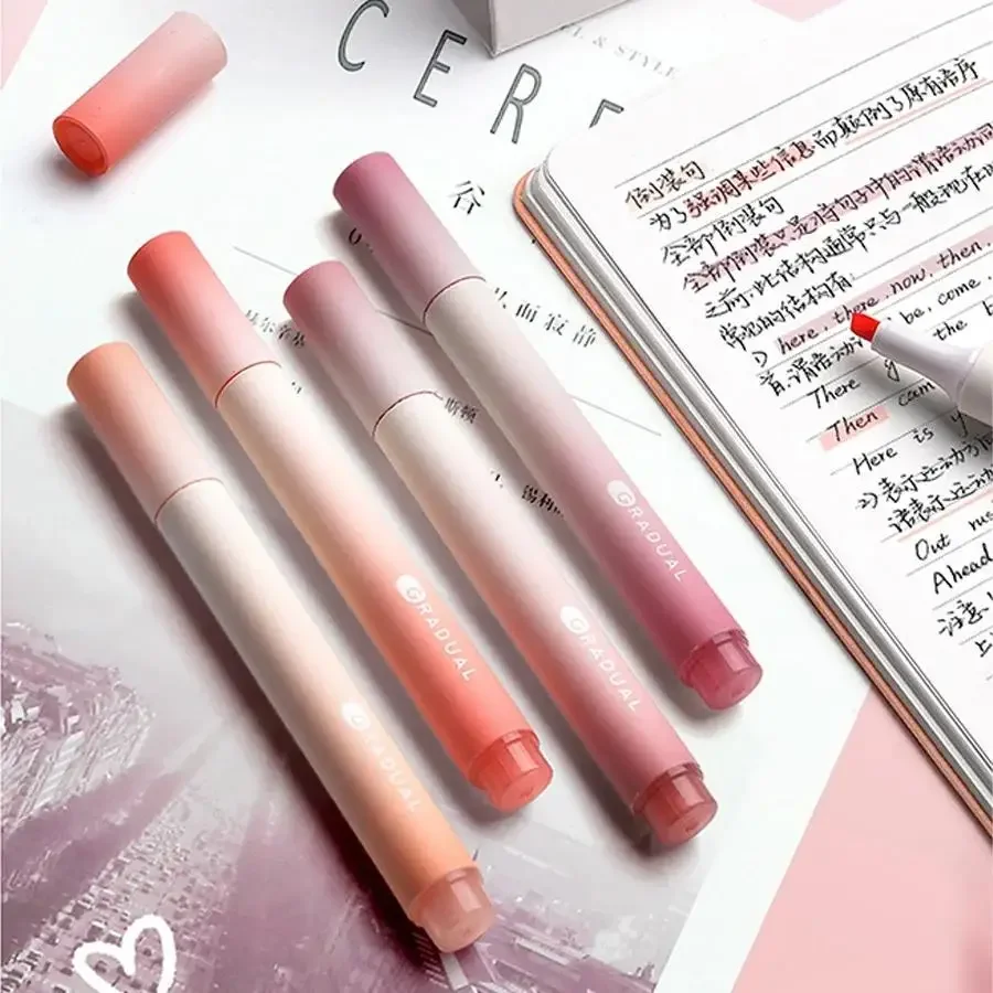 4 PCS Colored Highlighter Pens Set Kawaii School Supplies Marker Pens Cute Korean Stationery