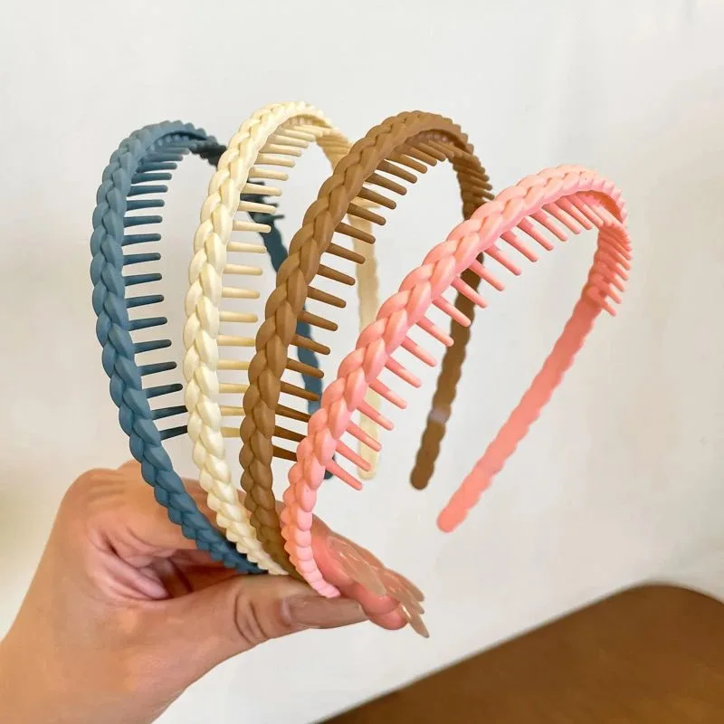 

New Braid Headband Hair Bands Women Girls Hair Hoop Hairband Long Teeth Hair Accessories Colorful Headwear Set