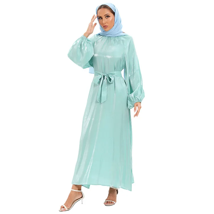 

Рамадан мусульманское женское атласное платье макси Дубай Абая Турция кафтан Ид Джеллаба исламская одежда Femme Musulmane Vestidos Jalabiya