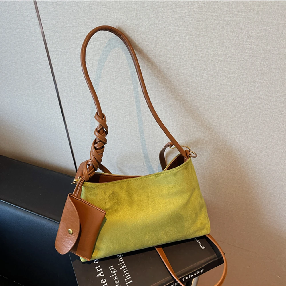 

Suede Underarm Bag for Women Light Luxury Commuter Versatile Single Shoulder Handbag Autumn Winter New Retro Style Crossbody Bag