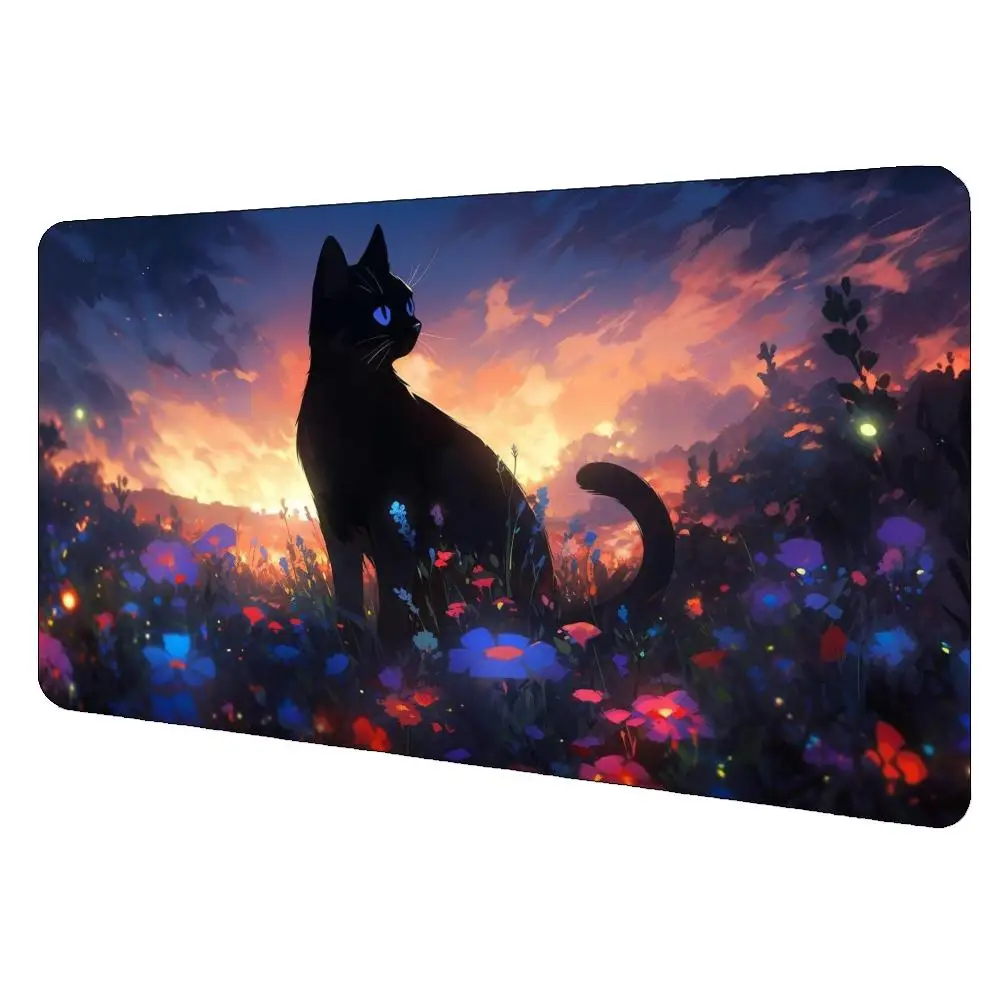 

Large Mousepad Black Cat Starry Sky Mouse Pad Cloud and Cat Cute Mouse Mat Computer Offices Accessories Desk Mat Rubber Non-slip