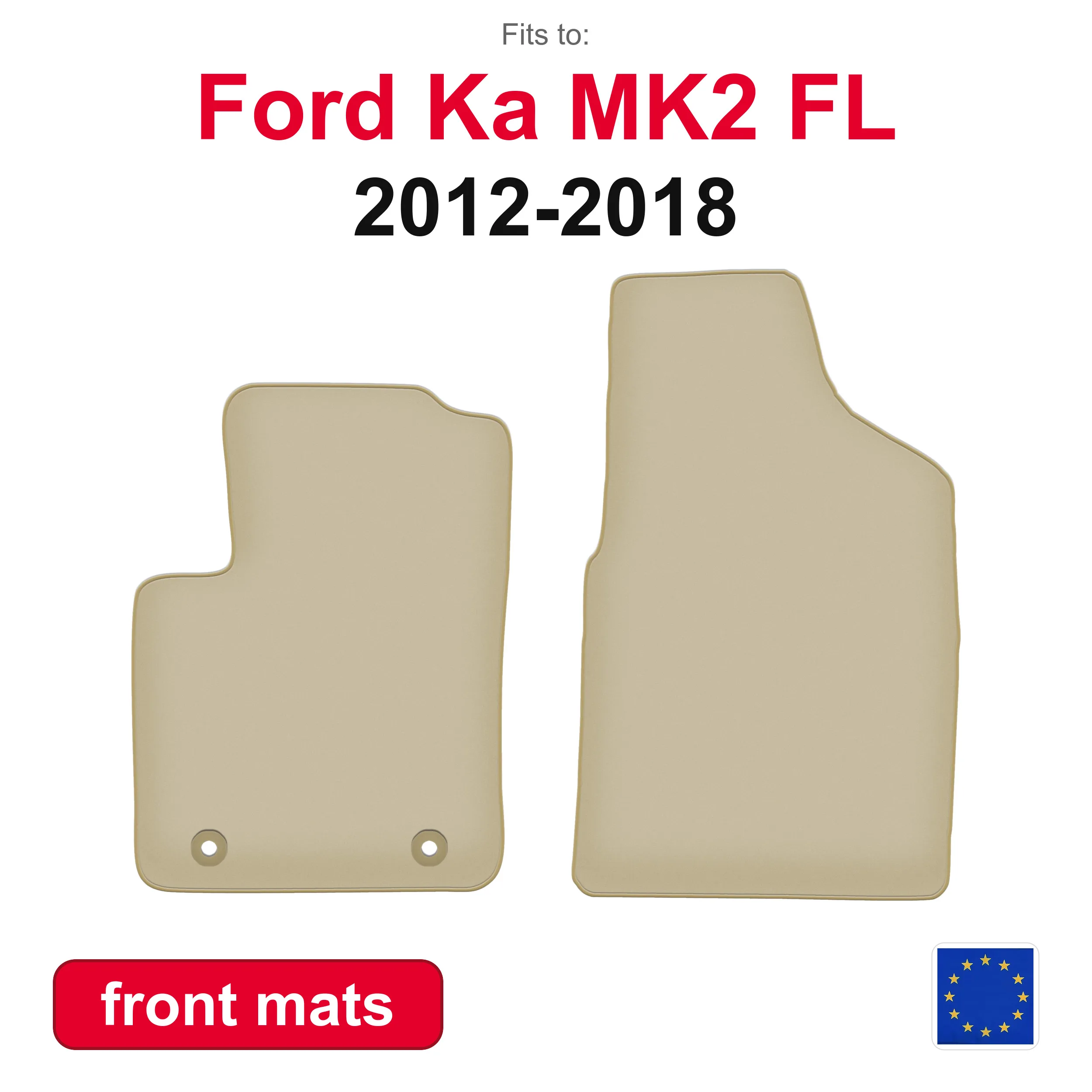 PREMIUM auto vloermatten voor Ford Ka MK2 hatchback (2008-2012) -beige 2 stuks auto vloermatten voor