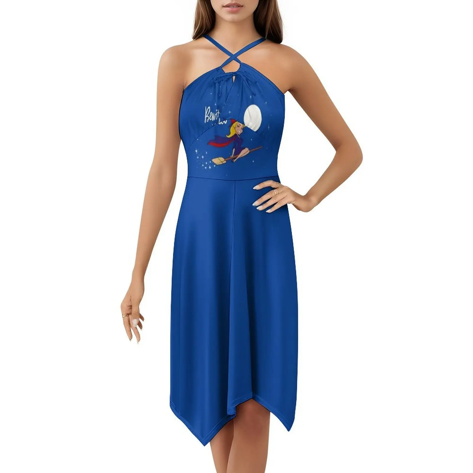 فستان قصير بتصميم كلاسيكي من Bewitched 60S للنساء على شكل حرف a فضفاض مناسب فستان يوم غير رسمي كارتوني مسحور إندورا دارين أنثى #5