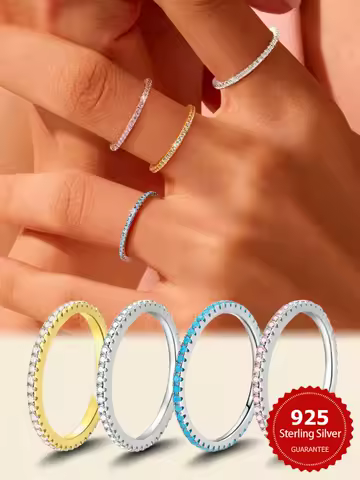 925 Sterling Silver 1.4MM Simple Elf Gorgeous Shiny Zircon Ring For Women Engagement Wedding Luxury High Quality Fine Jewelry