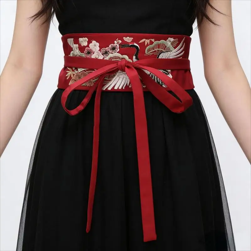 58CM X 10CM Wide Belt Waist Embroidered Decorative Dress Tight Hanfu Chinese Style Retro Red New Luxury High Quality Belted