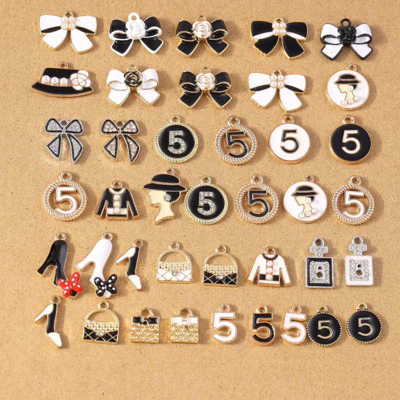 10pcs Random Mix Enamel Perfume Charms Bag Shoes Pendants for Necklace Earrings DIY Bracelet Jewelry Making Accessories Supplies