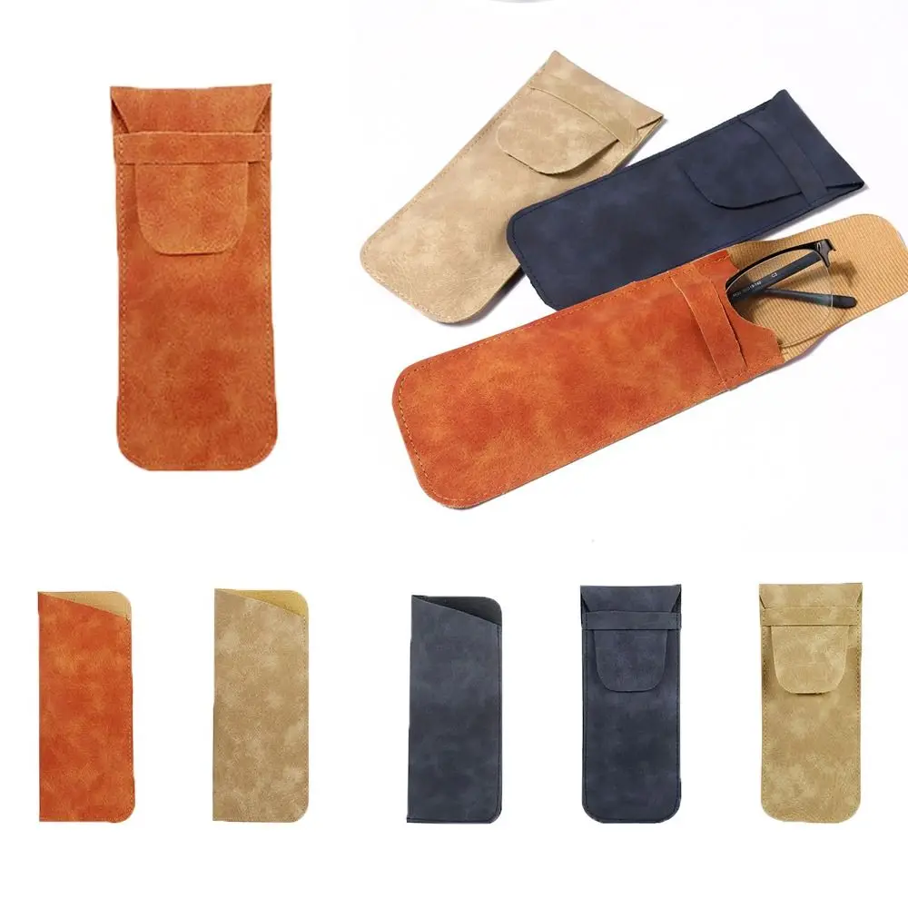 

Elegant Rectangle PU Leather Glasses Bag Covered Soft Sunglasses Bag Velvet Lining Solid Color Eyeglasses Holder Outdoor
