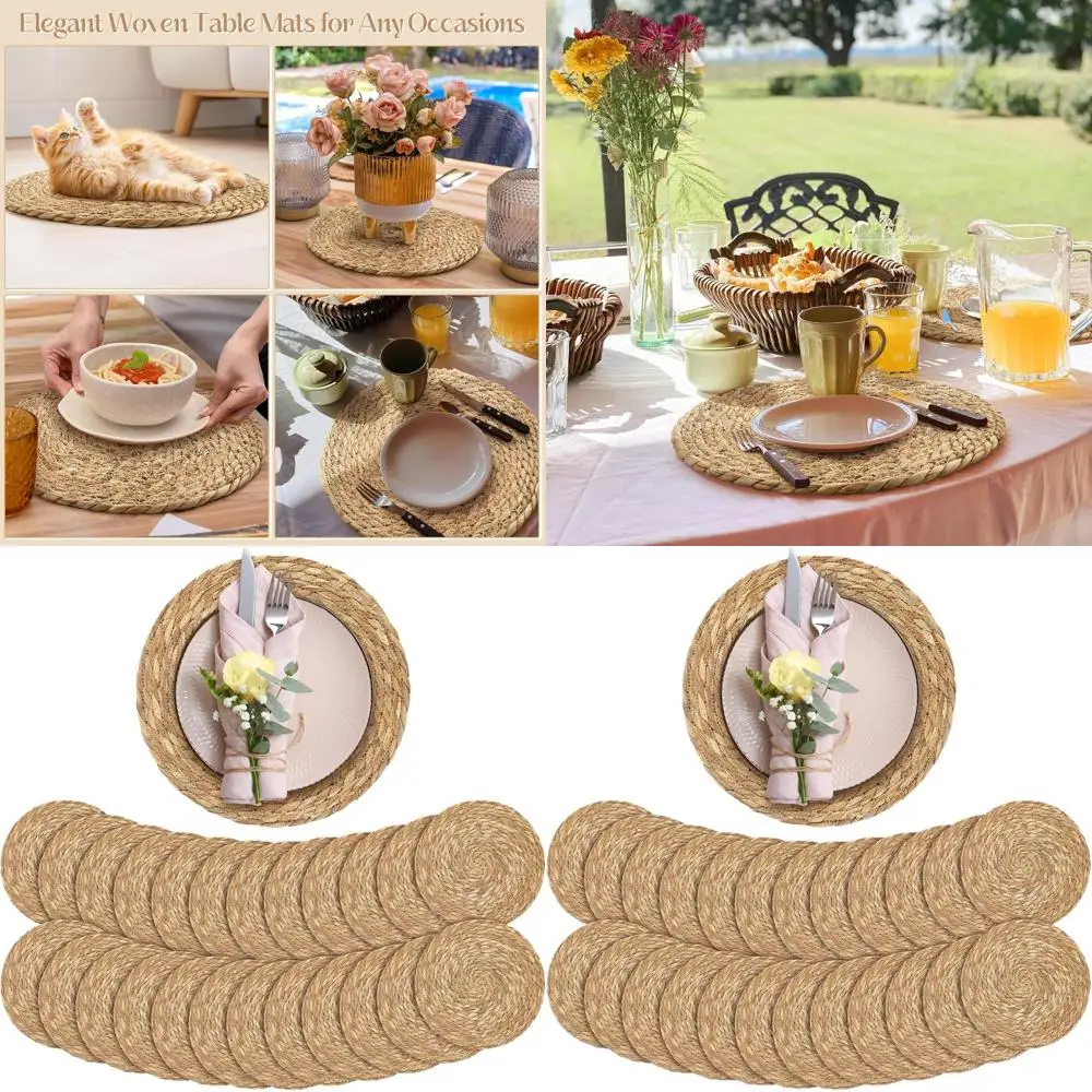 

Натуральные салфетки ручной работы из богемного ротанга, набор из 24 предметов, диаметр 30,48 см, для столовой в деревенском стиле и кухонного декора