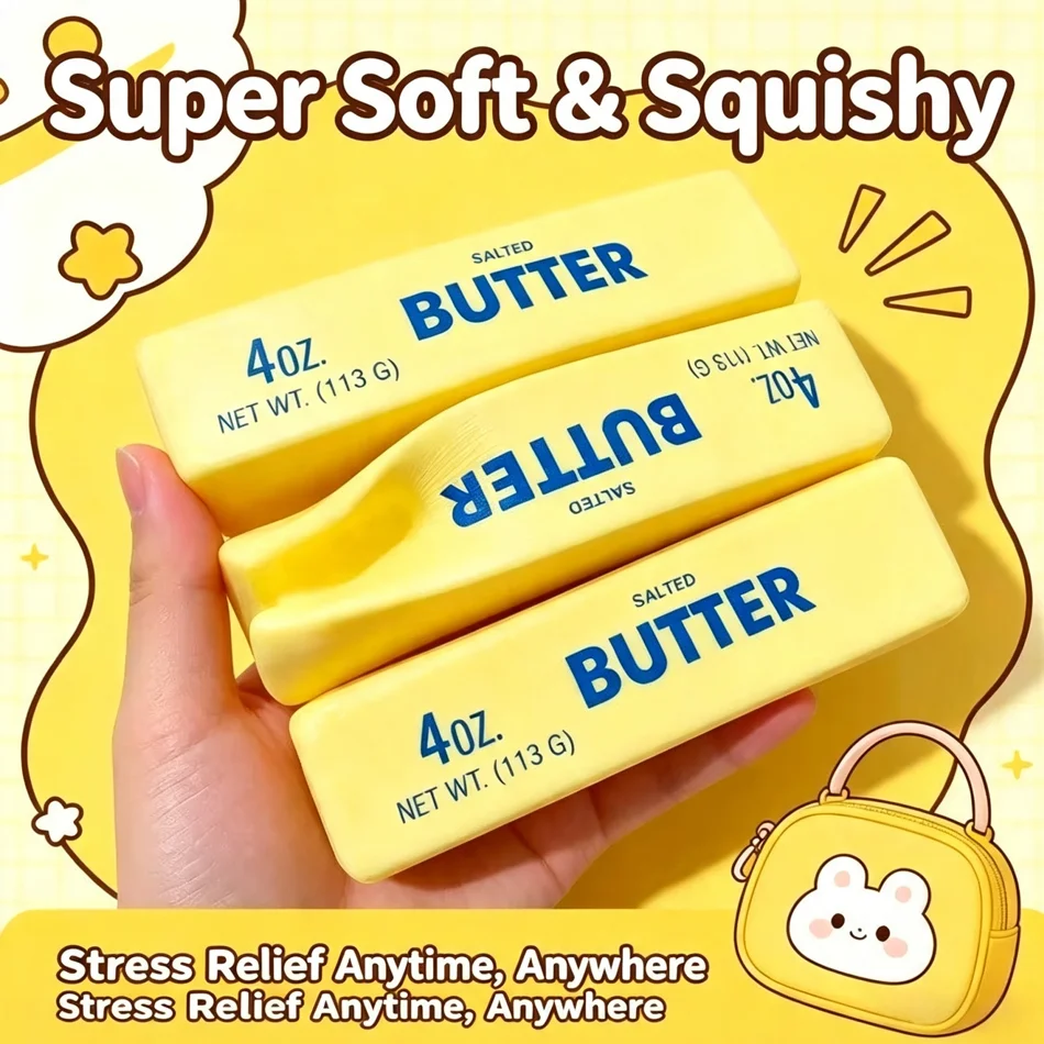 Butter Squishy Realistic Butter Stick Fidget Toy Soft Squeeze Stress Relief Toy Office Decompression Novelty Gift For Children