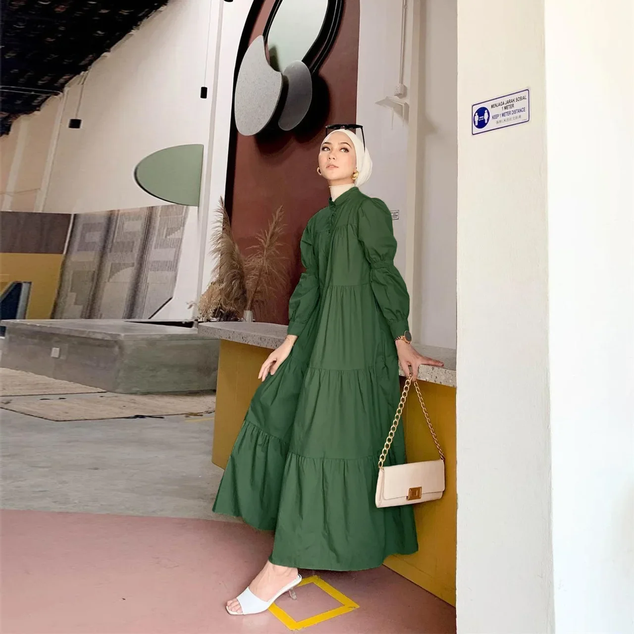 Caftano Robe Djellaba Femme Musulmane Modesto Dubai Abaya Turchia Islam Abito musulmano Abaya per le donne Marocain Caftano Jalabiya Abito
