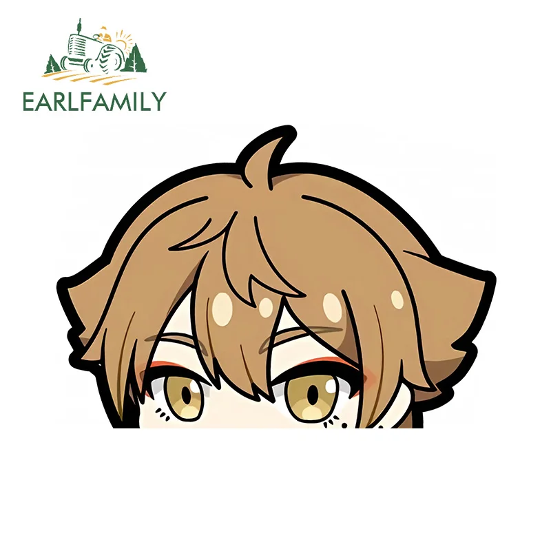 EARLFAMILY 13cm x 9cm Taigu Master Chibi Peeker Decals Kawaii Anime Brown Hair Car Accessories JDM Windshield Stickers