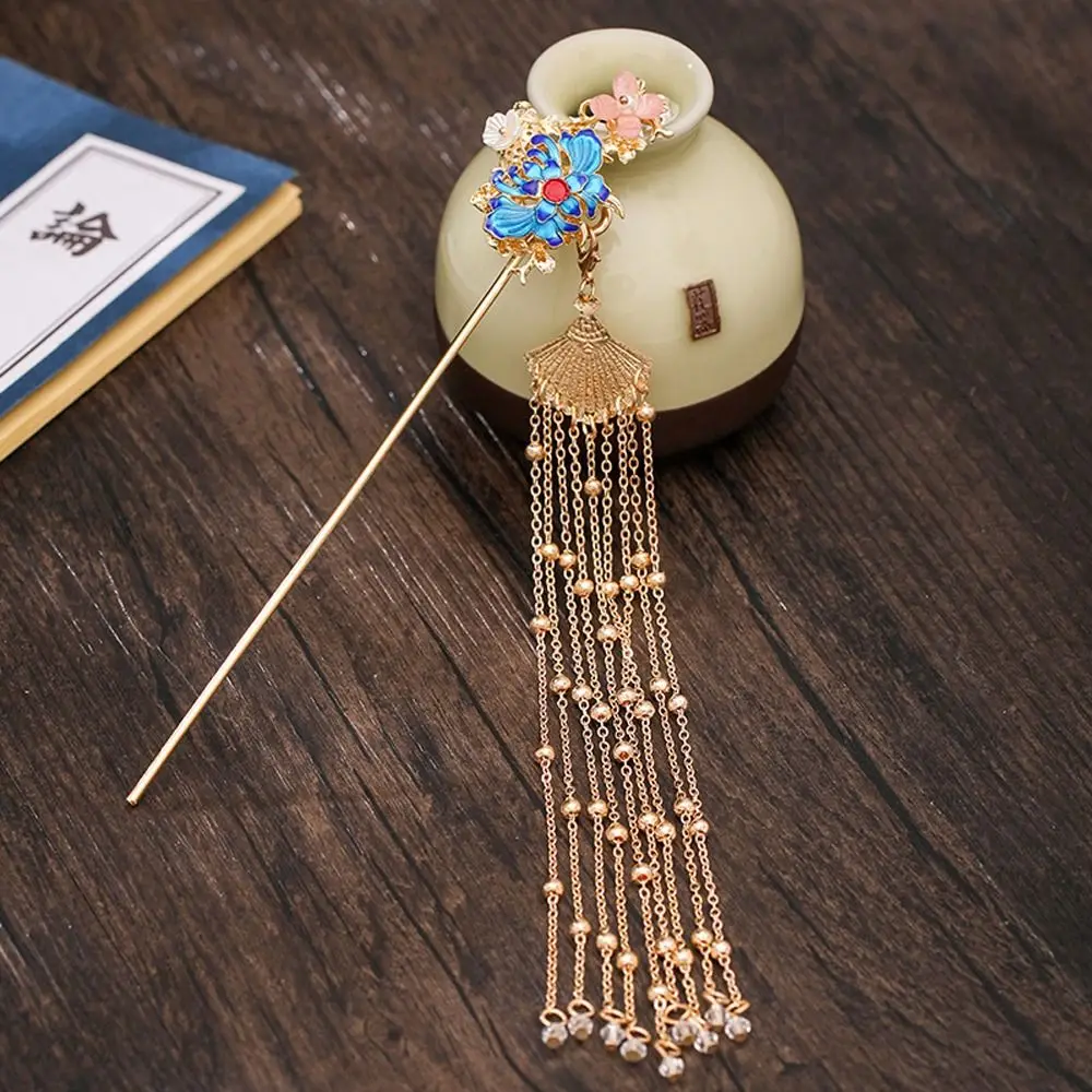 Hairpin Elegant Tassel Flower Ear Clip Butterfly Hair Combs Earrings Bridal Wedding Jewelry Set Hair Stick Chinese Style Crown