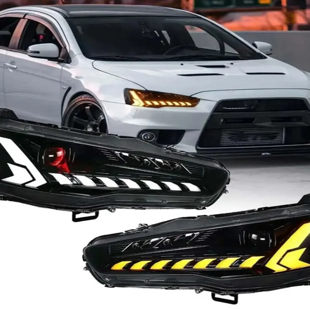 

LED Headlights for Mitsubishi Lancer & EVO X 2008-2020 Head Lamps With LED DRL Start UP Animation Sequential Turn Signal light