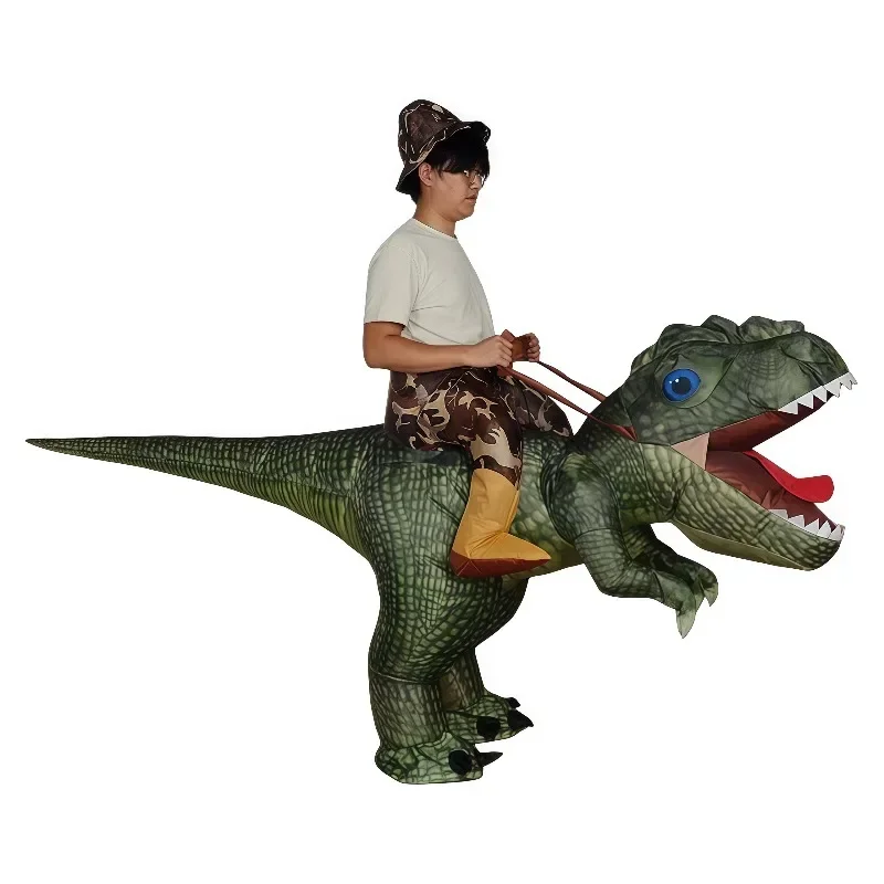 زي ديناصور قابل للنفخ لركوب الخيل تيرانوصور ريكس، فستان ممتع لحفلات الهالوين للبالغين، ألوان وأحجام متعددة #4
