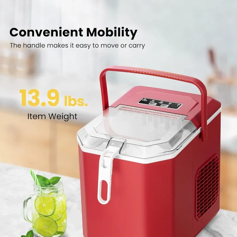 VIVOHOME-Máquina Automática Elétrica Ice Cube Maker, bancada compacta portátil, alça, colher de mão, 10 sacos de gelo e auto