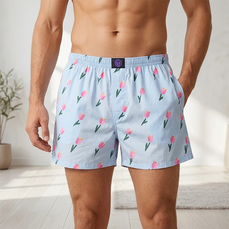 Men’s Cooling Boxer Shorts Ice Silk Breathable Lightweight Underwear Loose Fit Home Lounge Sleep Summe