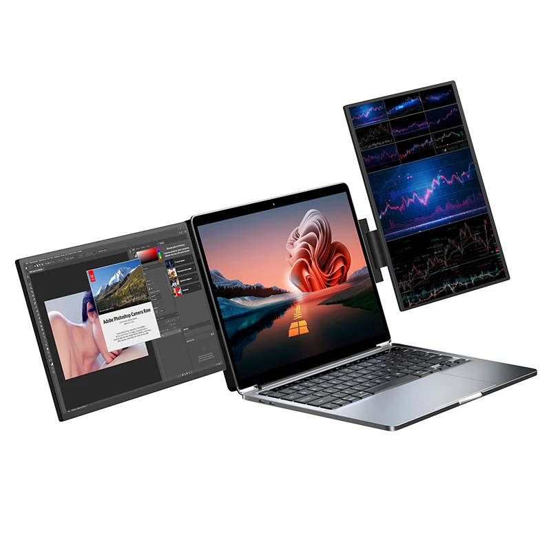 Portable Desktop  14 Inch 1080p 1200P 2.5k FHD IPS Display 180° Angle Smart Cover Dual Screen Portable