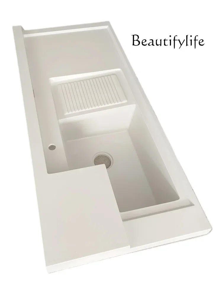 Balcony integrated laundry basin household quartz stone corner laundry sink