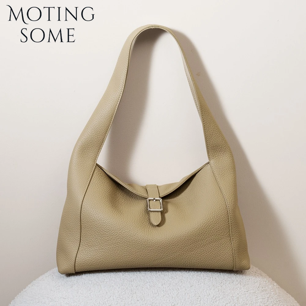 

Motingsome Natural Lychee Pattern Cowhide Tote Bag Women Retro Handbag Genuine Leather Underarm Bags Shoulder Messenger Tote New