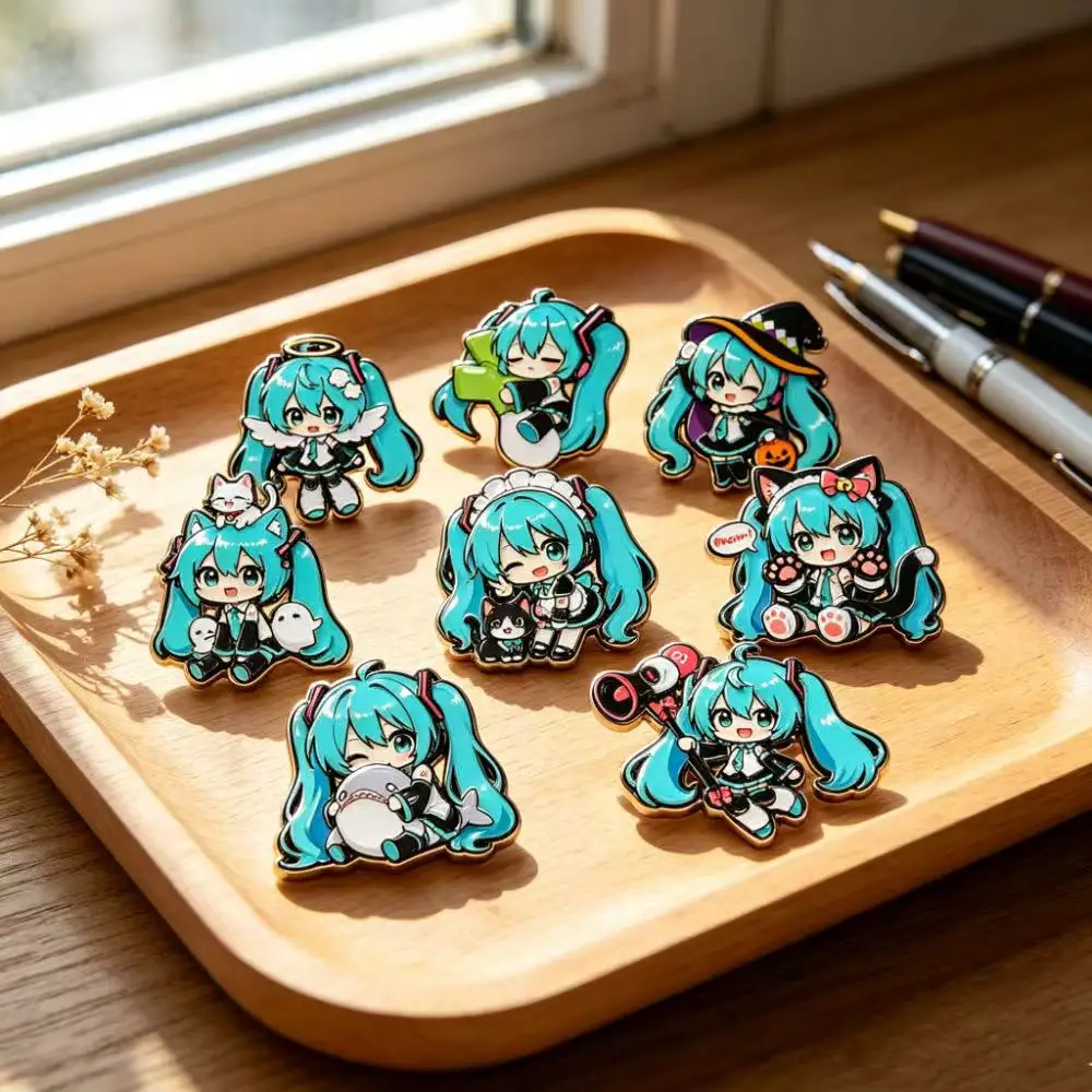 8Pcs/set Little Girl Alloy Jewelry Badge, Fashion Cartoon Pin, Idol Girl Broch, Cute Clothing Accessories