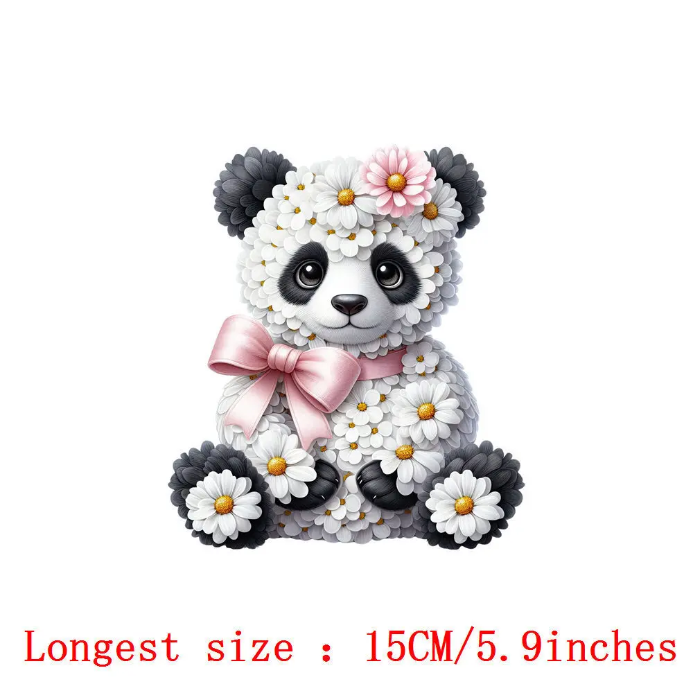 15cm Creative Daisy Animal Tiger Panda Iron On Heat Transfer Sticker For Clothes Pinted Vinyl Thermal Washable T-Shirt Appliques