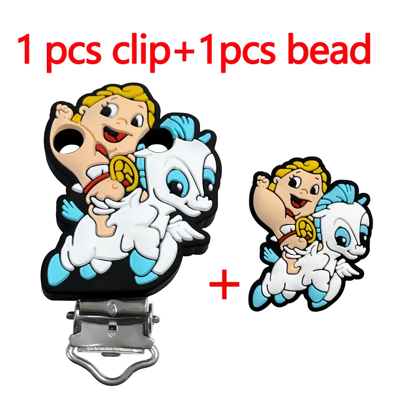 2pcs/set Silicone Cartoon Animal Pacifier Clip Molar Bead DIY Pacifier Chain Jewelry Accessories view 4